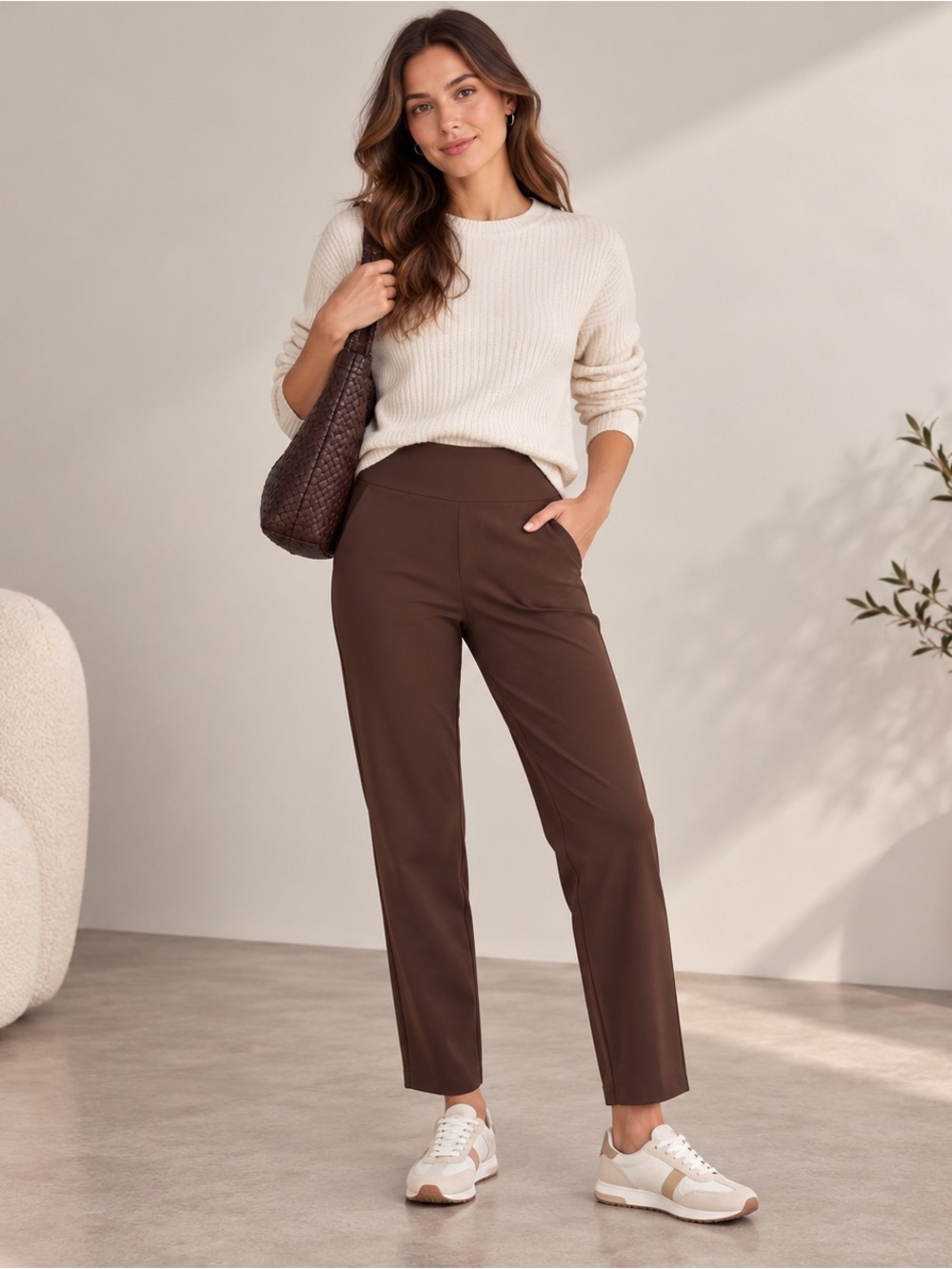 Athleta Endless High Rise Pants 4 Woodland Brown Stretch Ankle $109